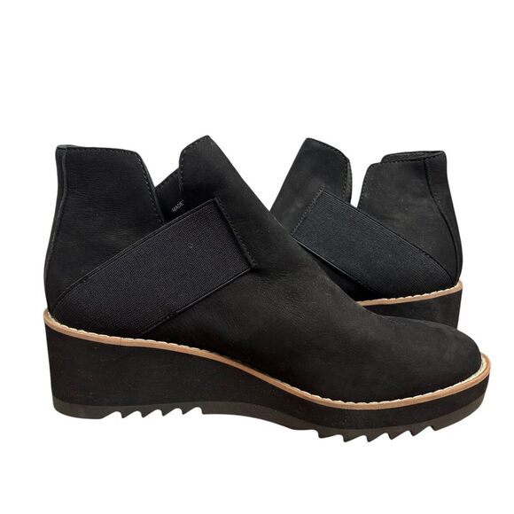 NEW Eileen Fisher Women's Lark Wedge Heel Booties Nubuck Black Leather Size 5.5 - Picture 3 of 9